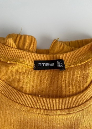 Sarı Baskılı Kadın Sweatshirt - Görsel 6