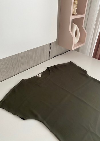 Kadın Haki Kısa Kollu Salaş Bluz - Görsel 4