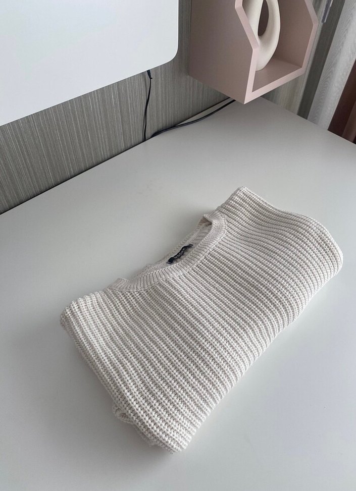 Bej Rahat Kesim Kadın Triko Kazak - Görsel 2