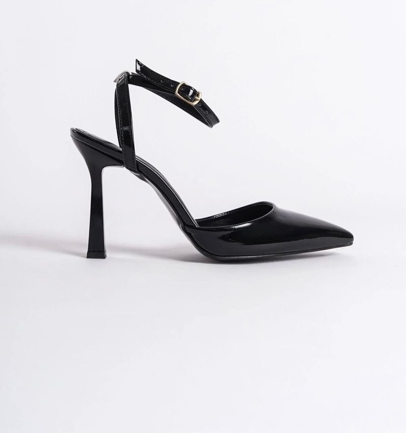 Siyah Bilekten Bağcıklı Stiletto Topuklu Ayakkabı - Görsel 2