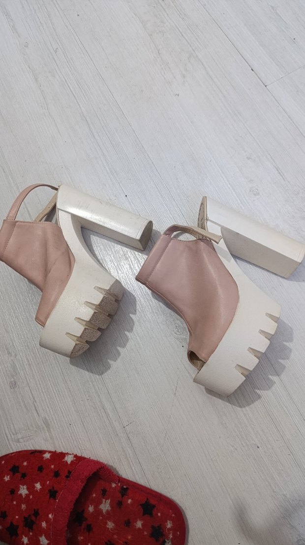 Beyaz Platform Topuklu Kadın Ayakkabı - Görsel 4