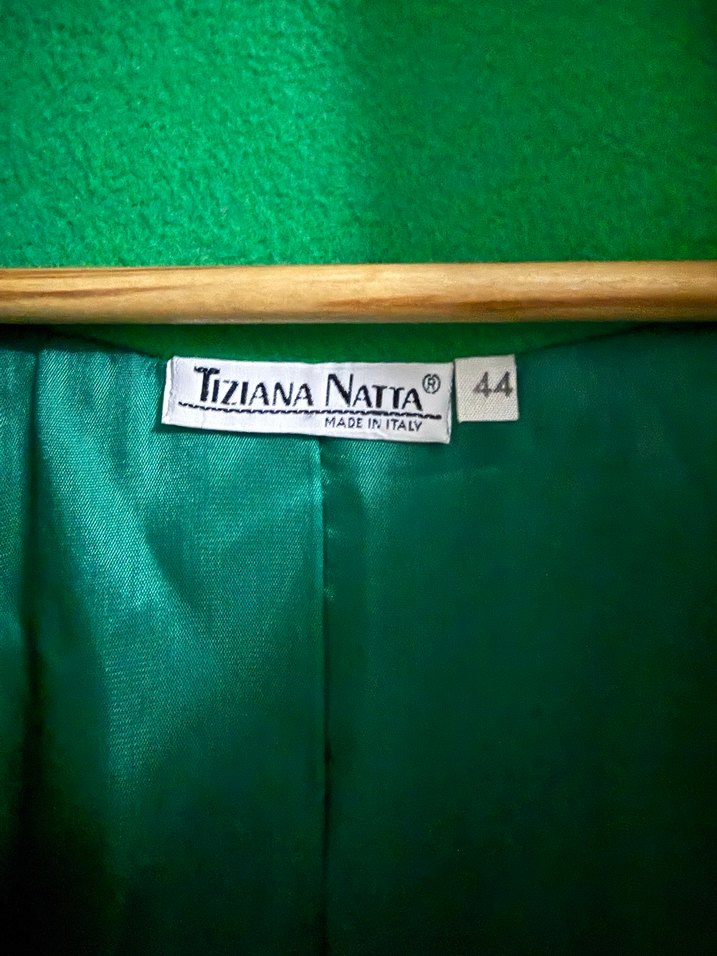 Yeşil Kadın Salaş Uzun Kaban Kendinden Atkılı İtalyan üretim - Görsel 4