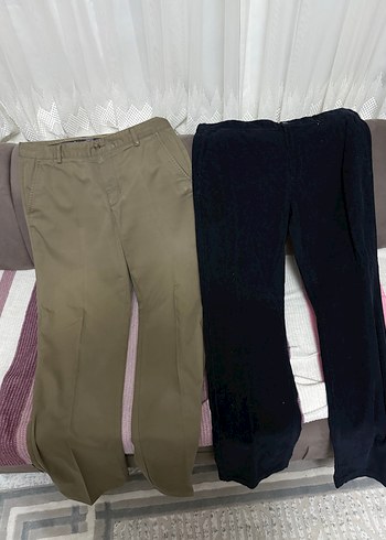 2 adet erkek pantolon 36 beden biri kadife diğeri keten türü - Görsel 3