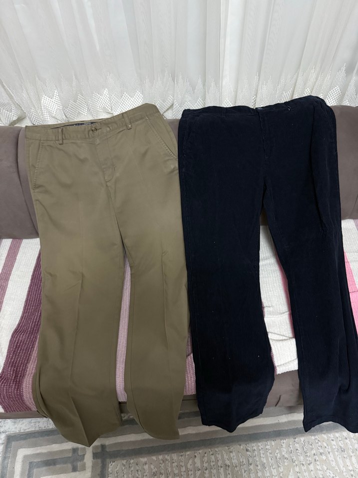 2 adet erkek pantolon 36 beden biri kadife diğeri keten türü - Görsel 3