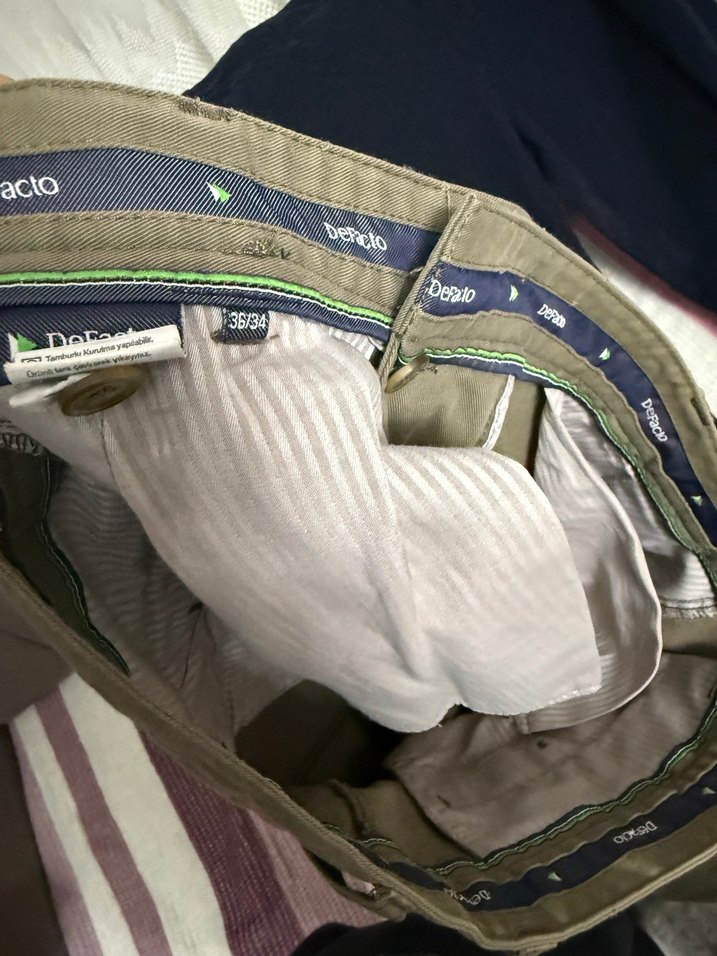 2 adet erkek pantolon 36 beden biri kadife diğeri keten türü - Görsel 4