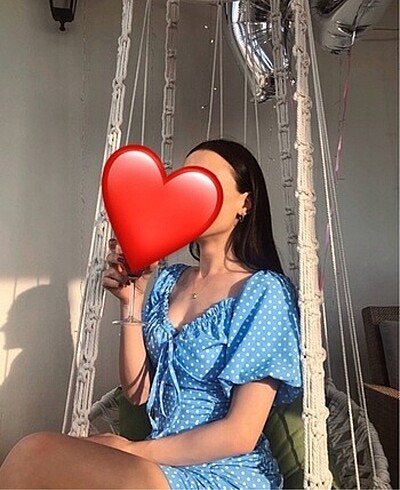 Zara Mavi Puantiyeli elbise