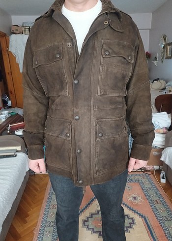 Düğmeli Kahverengi Süet Erkek Ceket - Görsel 8