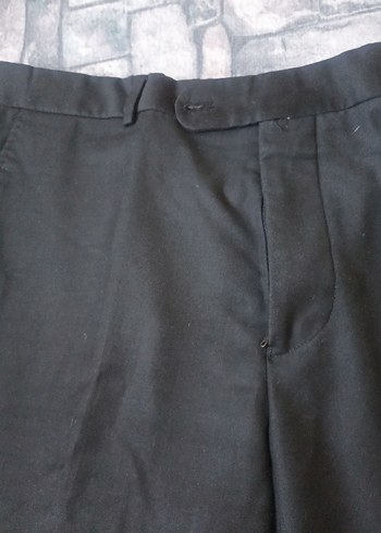 erkek Siyah Keten Pileli Kumaş Pantolon - Görsel 4