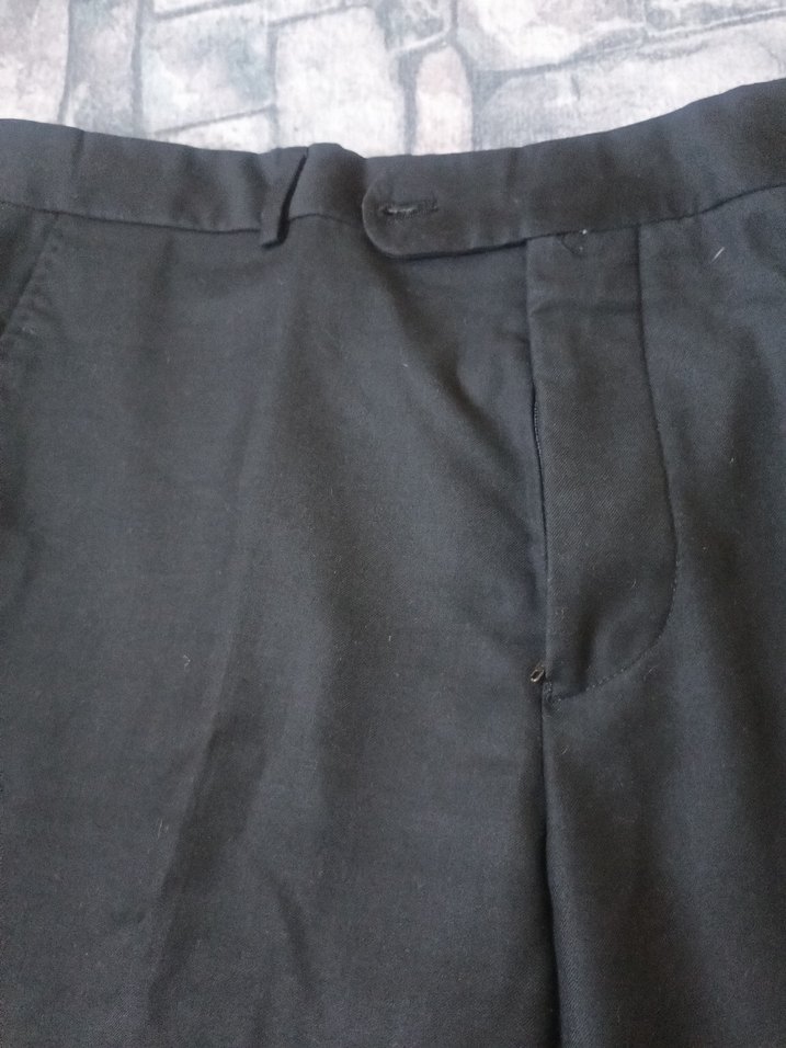 erkek Siyah Keten Pileli Kumaş Pantolon - Görsel 4