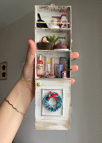Minyatür Ahşap yılbaşı mutfak dolabı / süs - Görsel 2