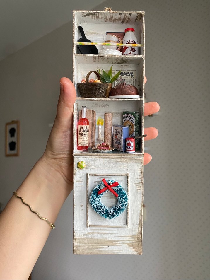 Minyatür Ahşap yılbaşı mutfak dolabı / süs - Görsel 2