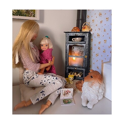 Beden Barbie minyatür şömine soba