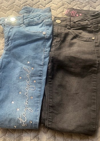 LC Waikiki Kızlar için Nakışlı Gri Dar Kesim Kot Pantolon