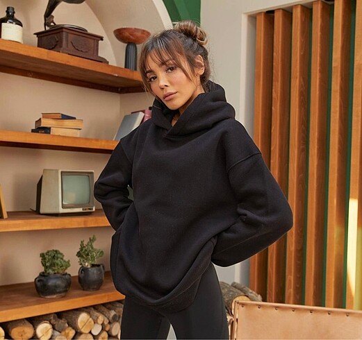 Siyah düz Sweatshirt