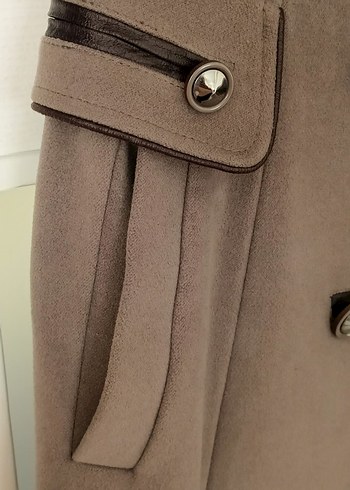 Bej Kaşe Uzun Kadın Klasik Kesim Kaban - Görsel 3