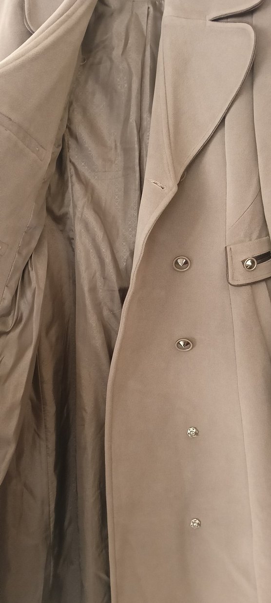 Bej Kaşe Uzun Kadın Klasik Kesim Kaban - Görsel 5