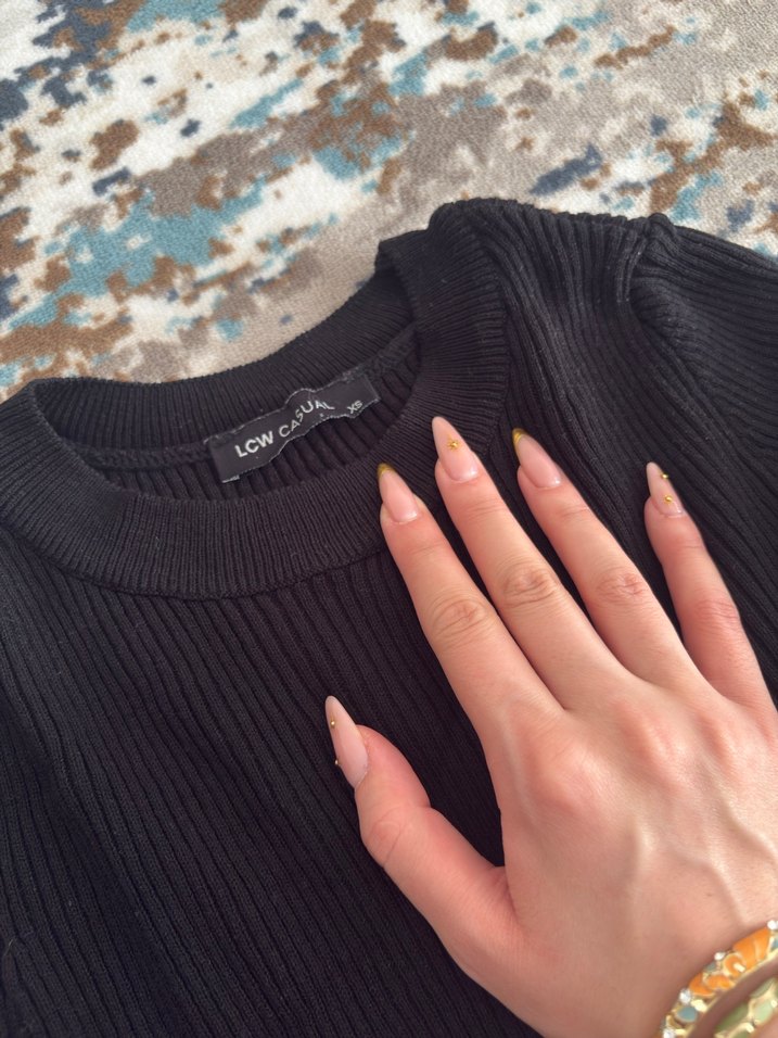 Siyah İnce Triko Kadın Kazak - Görsel 2