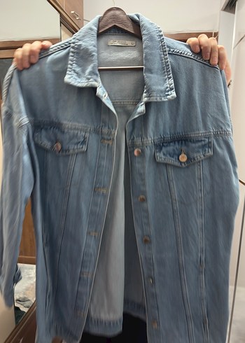 Düğmeli Mavi Kadın Denim Ceket - Görsel 2