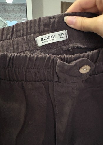 Kahverengi Keten Beli Kemerli Rahat Pantolon - Görsel 2