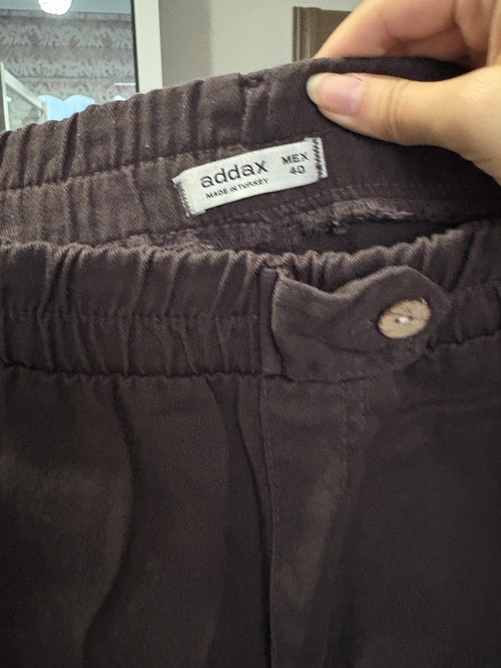 Kahverengi Keten Beli Kemerli Rahat Pantolon - Görsel 2