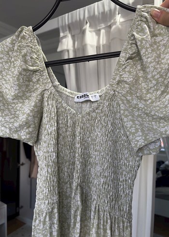 Bohem Gri Desenli Uzun Keten Elbise - Görsel 3