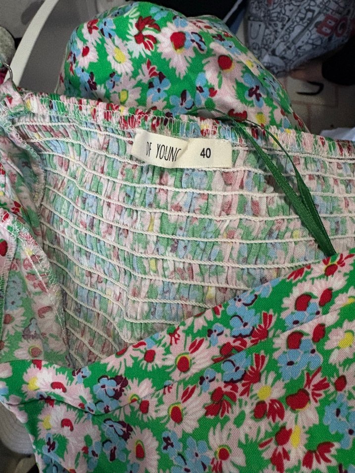 Çiçek Desenli Uzun Askılı Bohem Elbise - Görsel 2