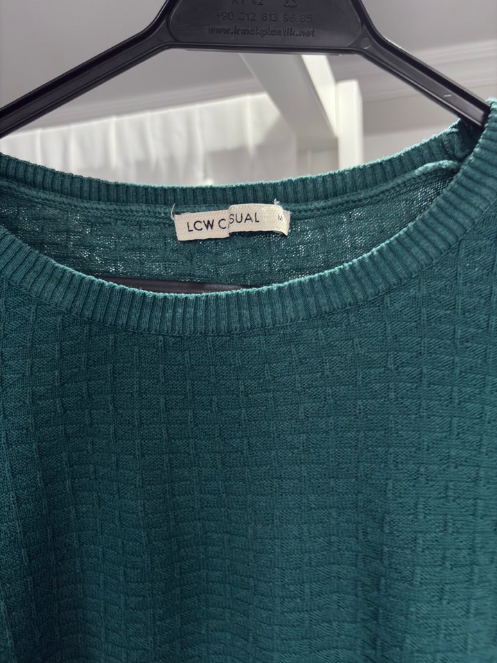 Yeşil Triko Uzun Kollu Salaş Kazak - Görsel 2