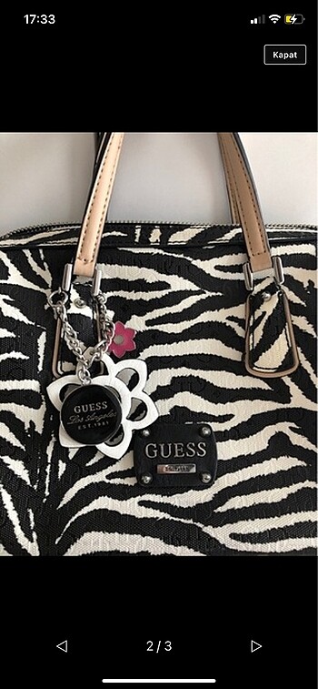 Guess Guess orijinal zebra desenli çanta