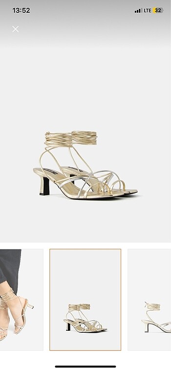 Bershka bağcıklı topuklu sandalet