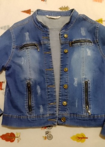 Düğmeli Mavi Kadın Denim Ceket