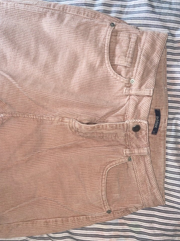 soft nude pembe fitilli kadife pantolon - Görsel 3