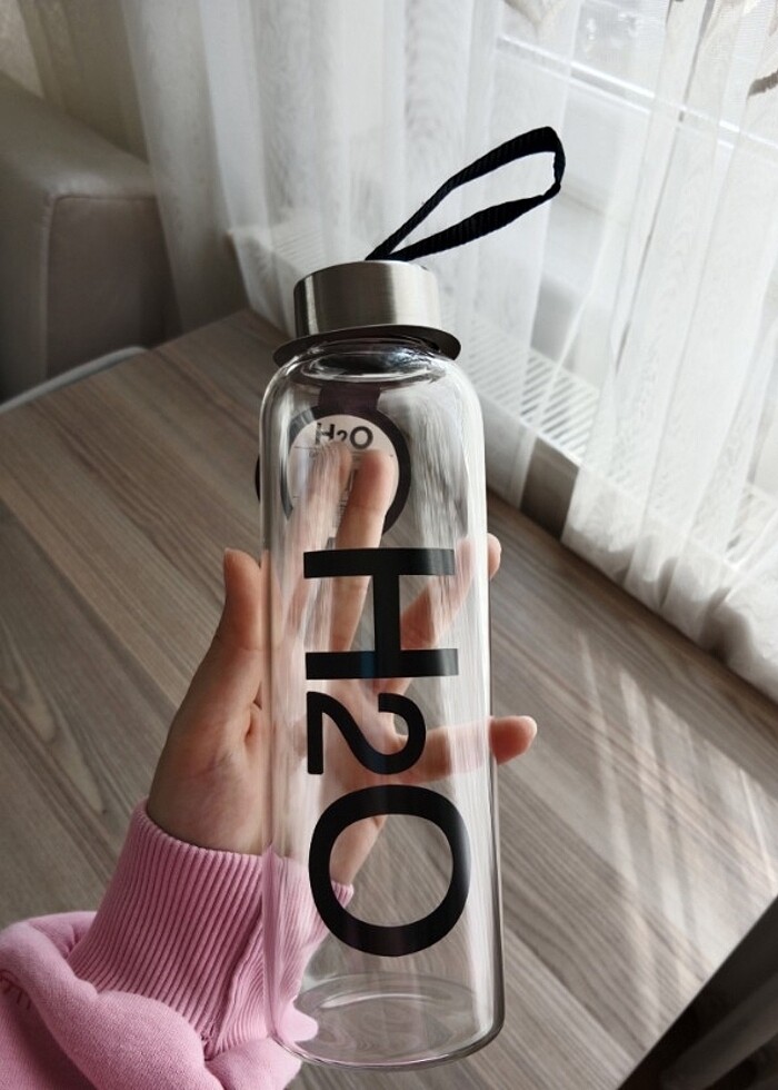 Metal Kapaklı Cam Matara - Görsel 3