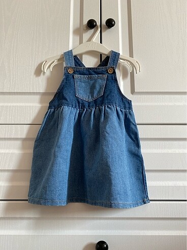 9-12 Ay Beden lacivert Renk H&M Kız Bebek Jean Salopet
