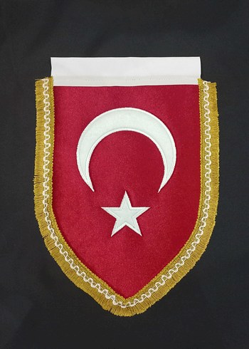 Türk bayrağı nakış işlemeli kadife flama