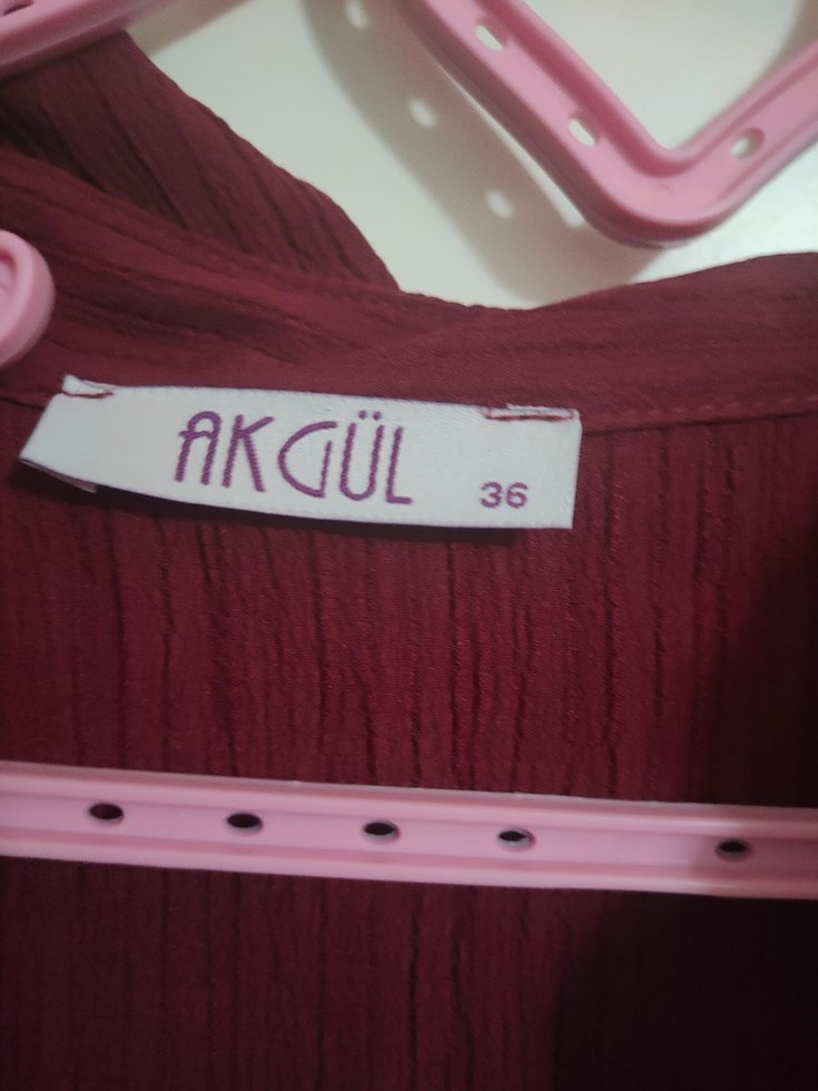 Bordo Uzun Kollu Düğmeli Keten Gömlek - Görsel 3