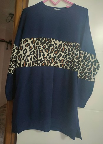 Uzun Kollu Leopar Desenli Kadın Tunik - Görsel 2