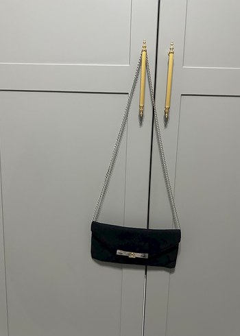 Siyah Süet Tokalı Kadın Clutch Çanta - Görsel 3