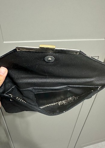 Siyah Süet Tokalı Kadın Clutch Çanta - Görsel 2