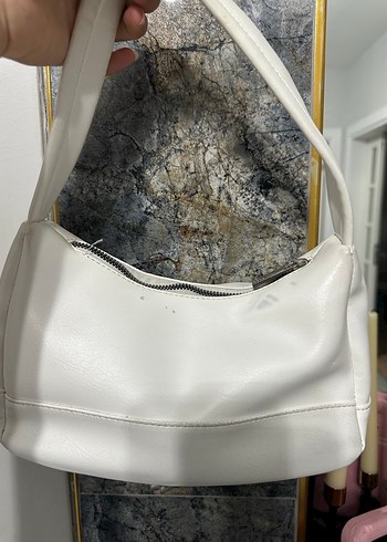 Beyaz Deri Parisli Kadın Çantası - Görsel 2