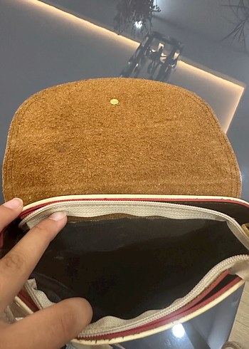 Kahverengi-Bej Deri Kadın Çanta - Görsel 5