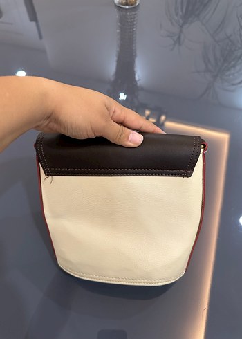 Kahverengi-Bej Deri Kadın Çanta - Görsel 4