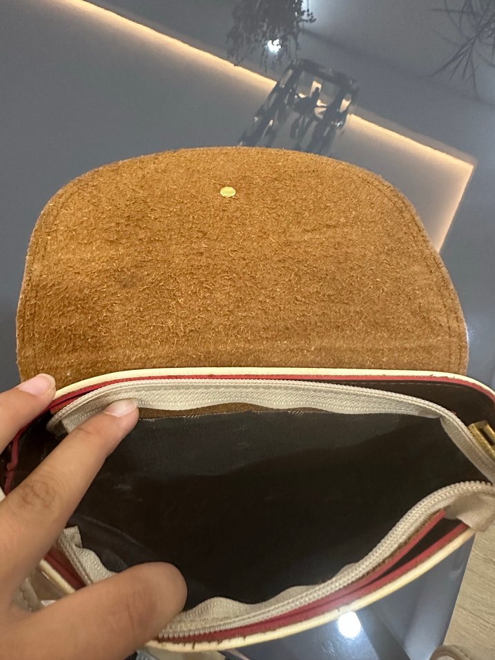 Kahverengi-Bej Deri Kadın Çanta - Görsel 5