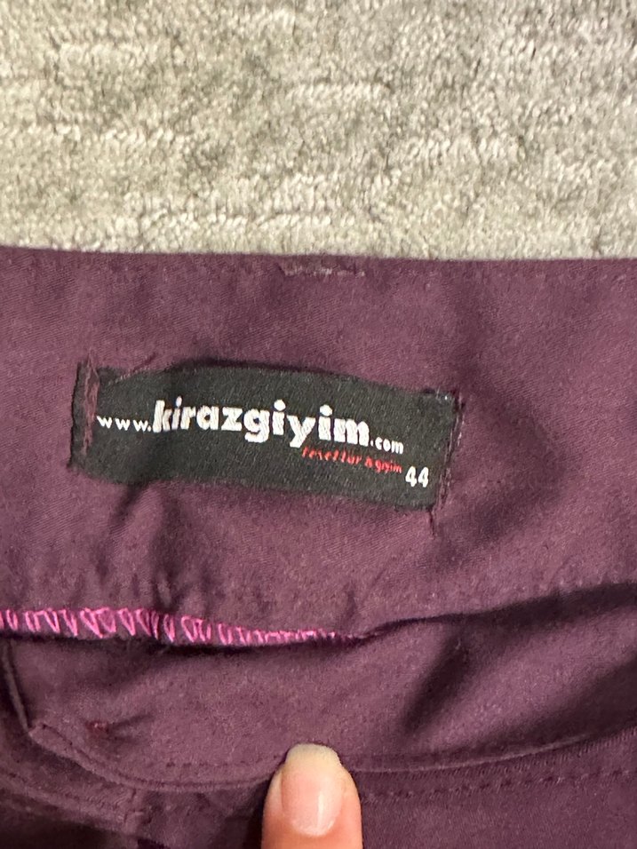 Kadın Mor Midi Kumaş Pantolon - Görsel 3
