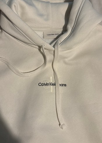 Calvin Klein Beyaz Kapüşonlu Sweatshirt - Görsel 2