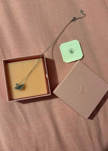 Mavi Taşlı Kuğu Kolye Swarovski Dancing Swan - Görsel 2