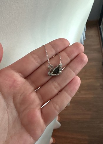 Mavi Taşlı Kuğu Kolye Swarovski Dancing Swan - Görsel 4