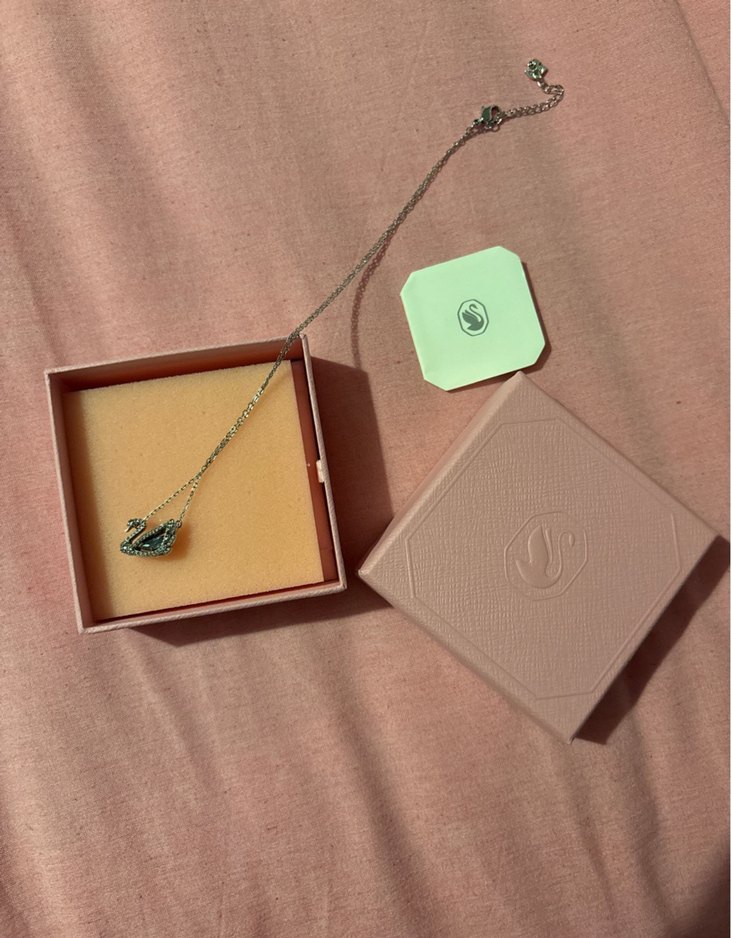 Mavi Taşlı Kuğu Kolye Swarovski Dancing Swan - Görsel 2