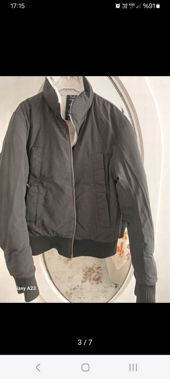 çift taraflı kaz tüyü Fermuarlı Şişme mont - Görsel 2