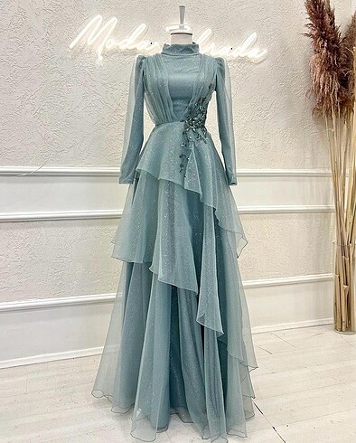 Moda Zehra Su Yeşili Elbise