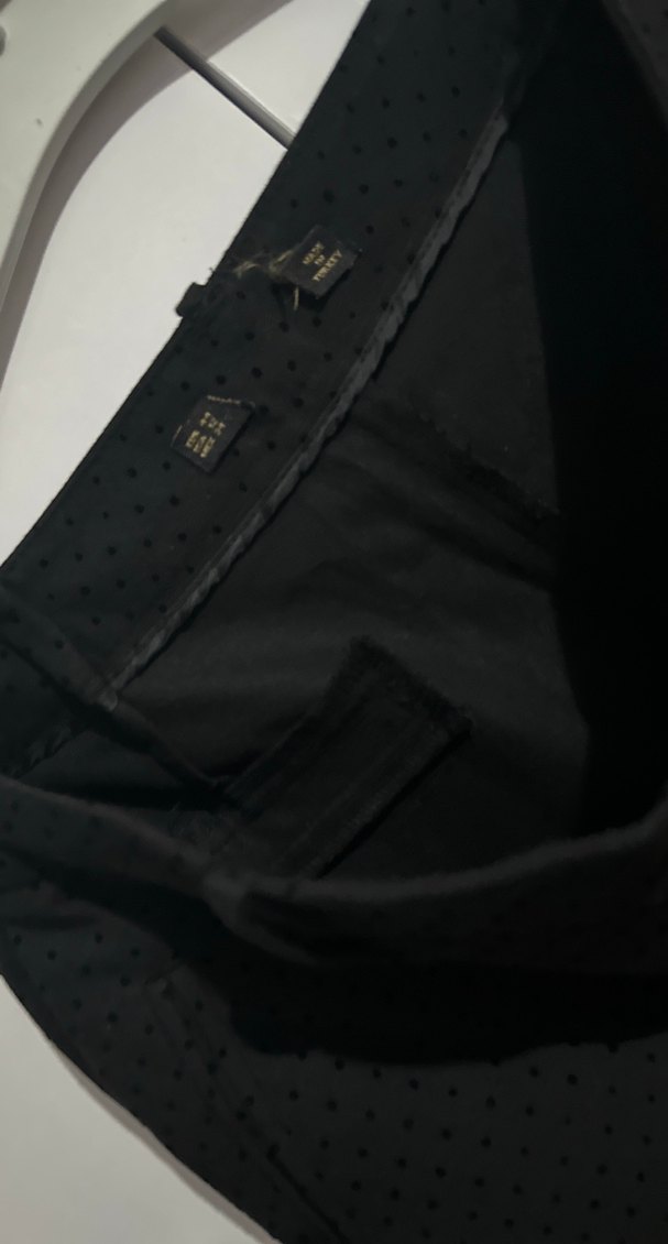 Siyah İnce Desenli Düz Paça Pantolon — görsel 5/8